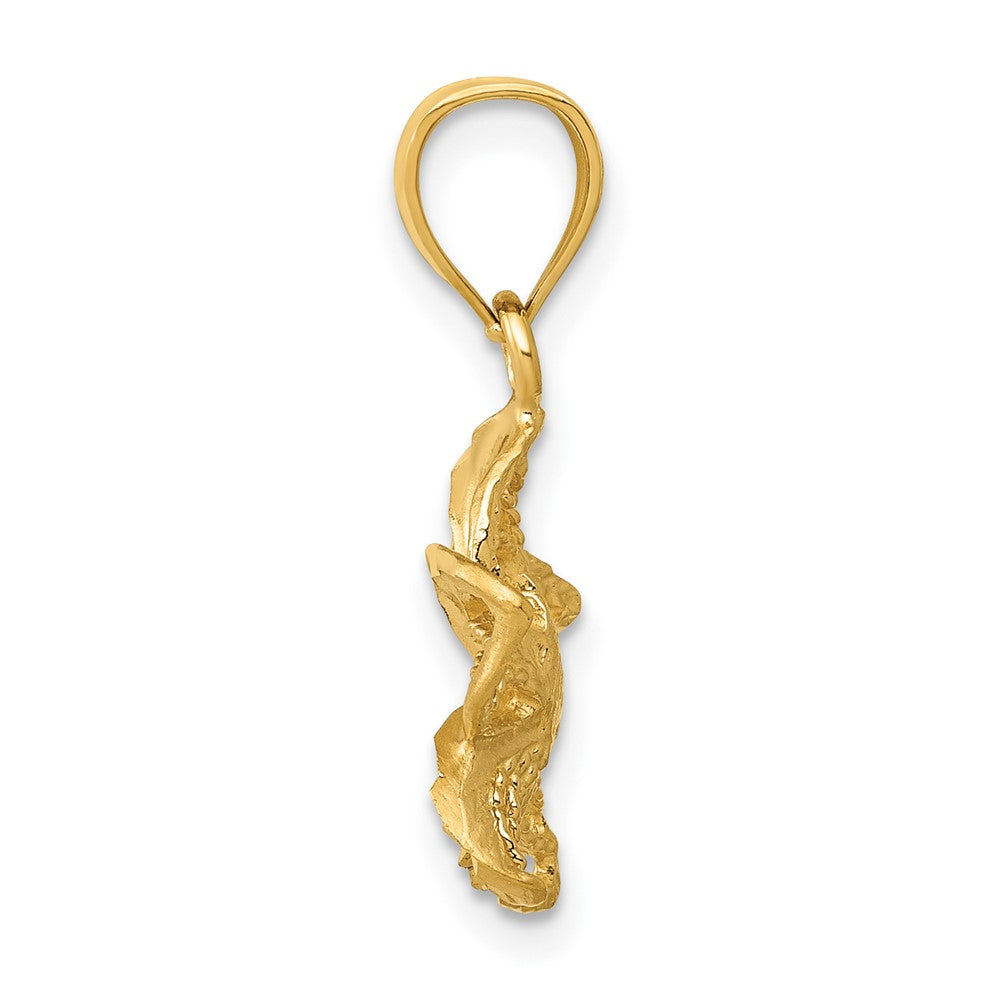10K Yellow Gold Polished and D.C. Medium Beaded Plumeria Flower Charm