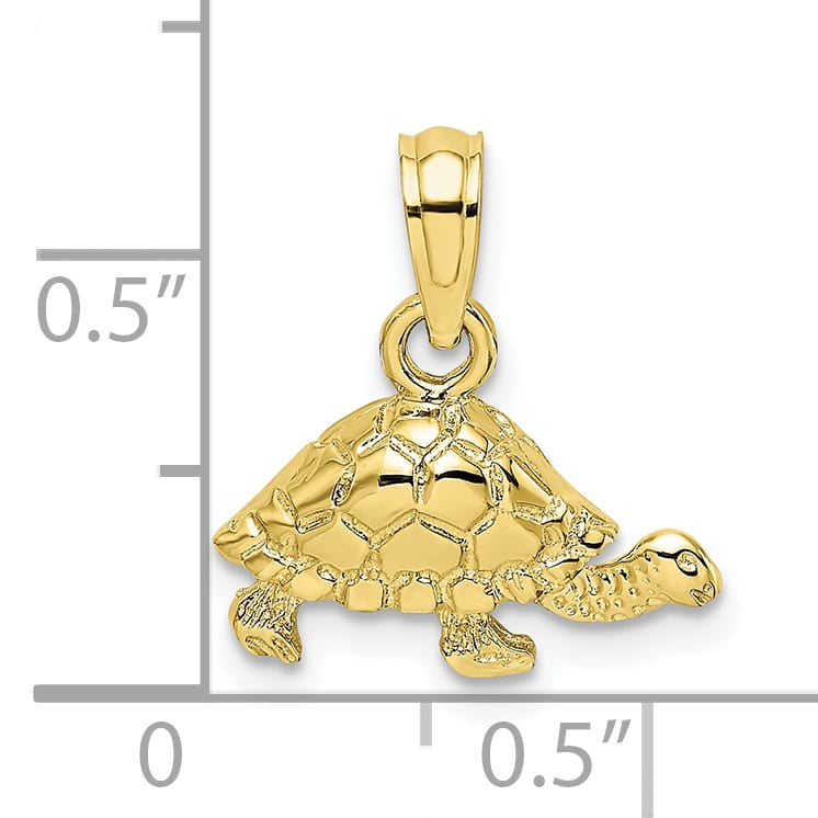 10K Yellow Gold Polished and Engraved Mini Turtle Charm