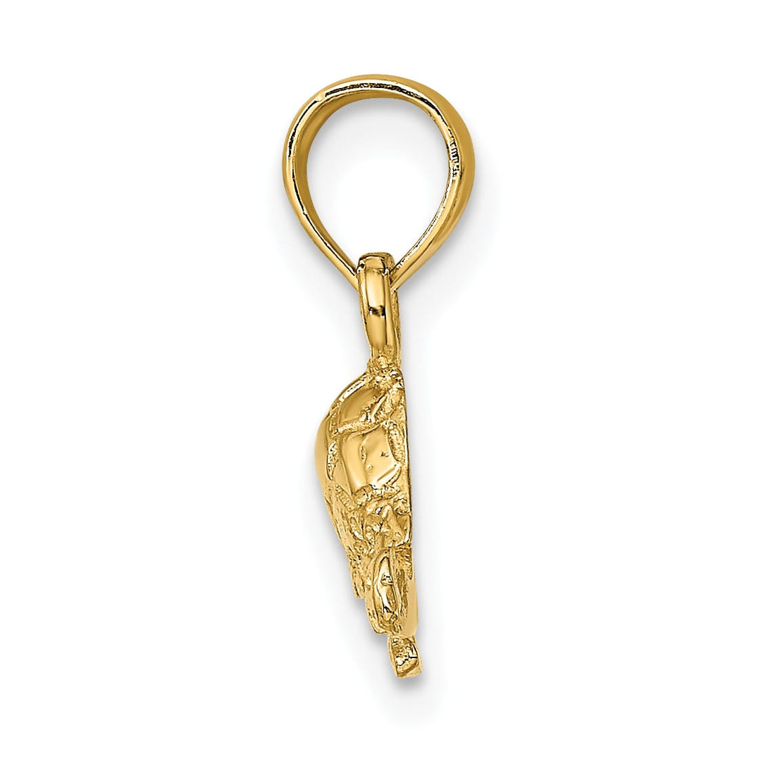 10K Yellow Gold Polished and Engraved Mini Turtle Charm