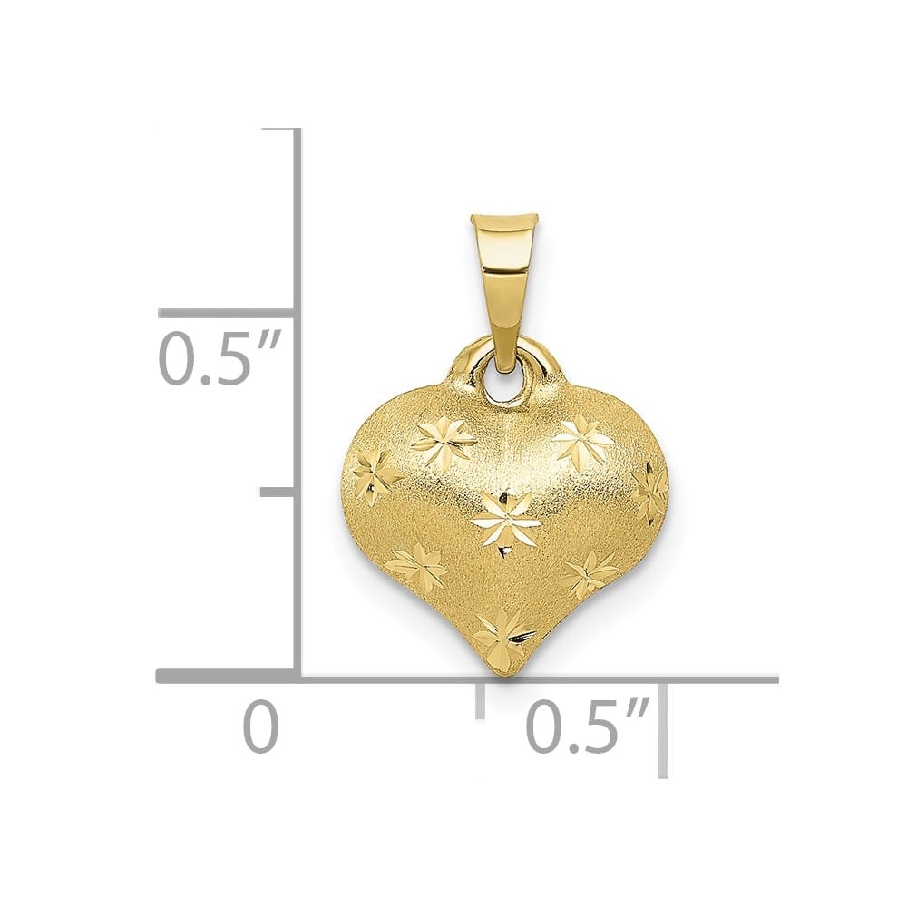 10K Yellow Gold Polished and Satin D.C. 3-D Medium Puffed Pendant