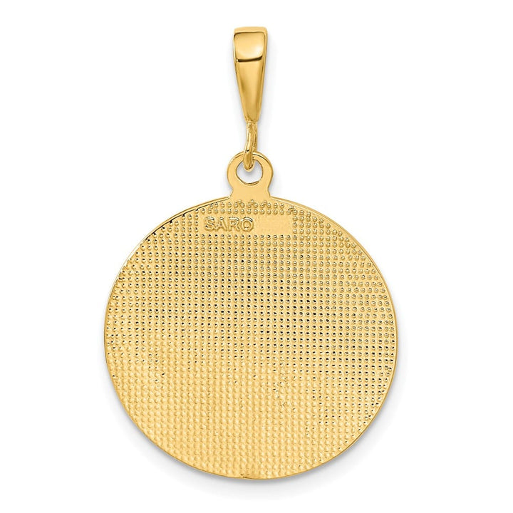 10K Yellow Gold Polished and Satin Large Round Angel Pendant