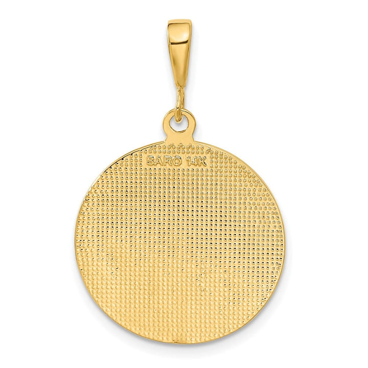 10K Yellow Gold Polished and Satin Large Round Angel Pendant