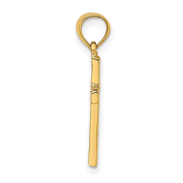 10K Yellow Gold Polished and Textured Cross with Heart Center Charm