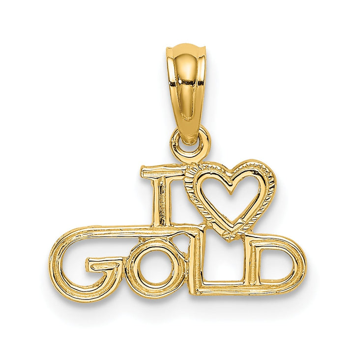 10K Yellow Gold Polished and Textured I Heart Gold Charm