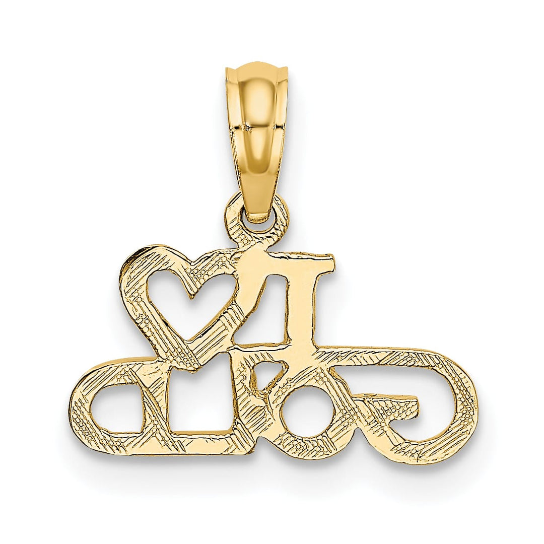10K Yellow Gold Polished and Textured I Heart Gold Charm