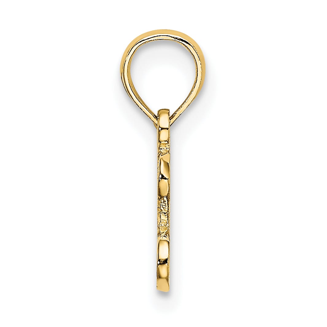 10K Yellow Gold Polished and Textured I Heart Gold Charm