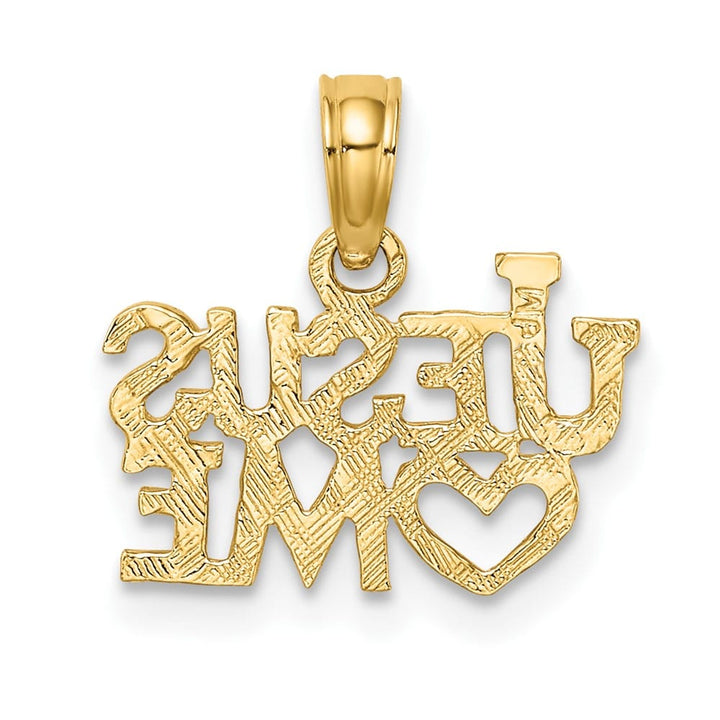 10K Yellow Gold Polished and Textured Jesus Hearts Me Charm