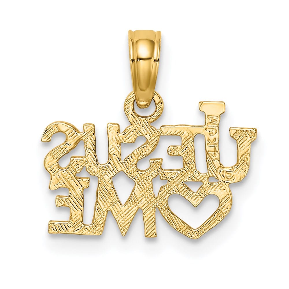 10K Yellow Gold Polished and Textured Jesus Hearts Me Charm