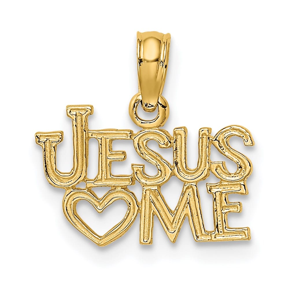 10K Yellow Gold Polished and Textured Jesus Hearts Me Charm