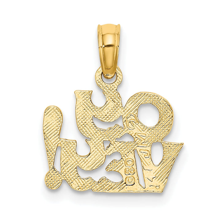 10K Yellow Gold Polished and Textured OY Vey Charm