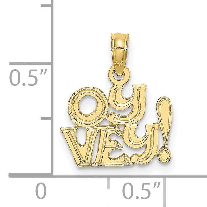 10K Yellow Gold Polished and Textured OY Vey Charm