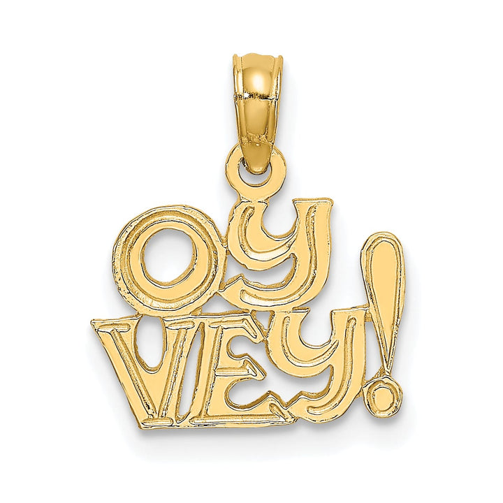 10K Yellow Gold Polished and Textured OY Vey Charm