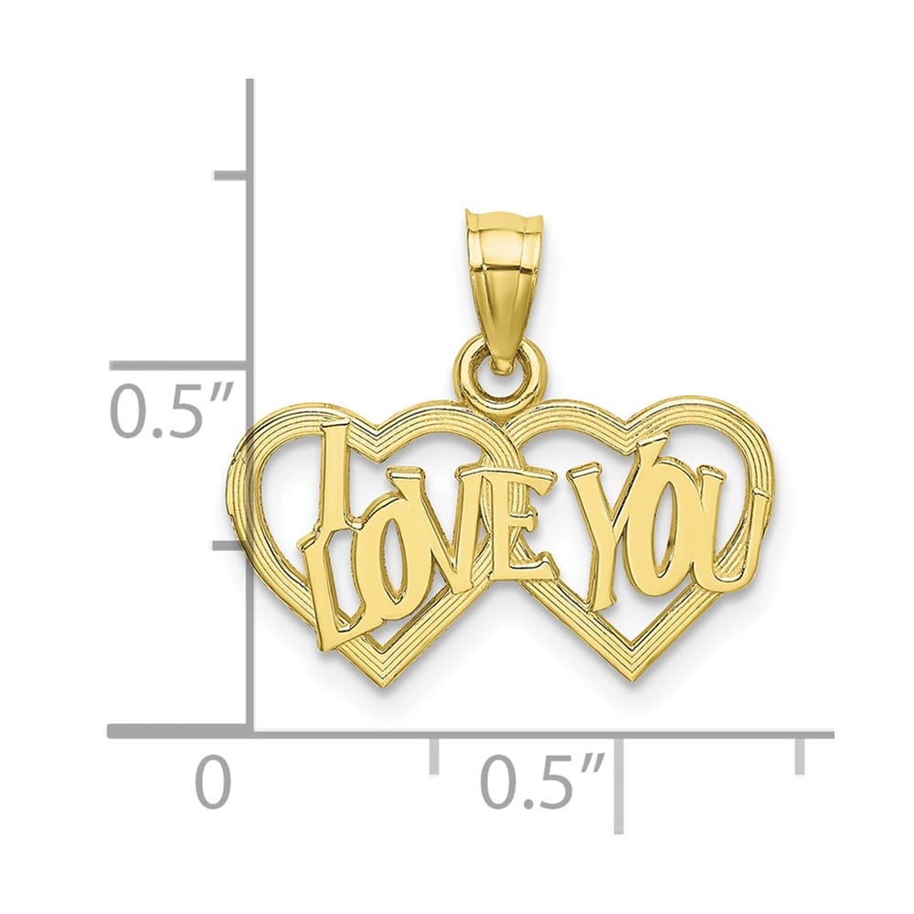 10K Yellow Gold Polished and Textured Petite I Love You Double Pendant