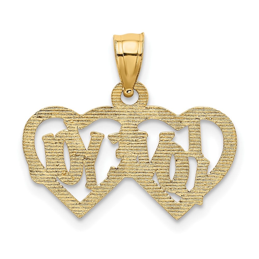 10K Yellow Gold Polished and Textured Petite I Love You Double Pendant