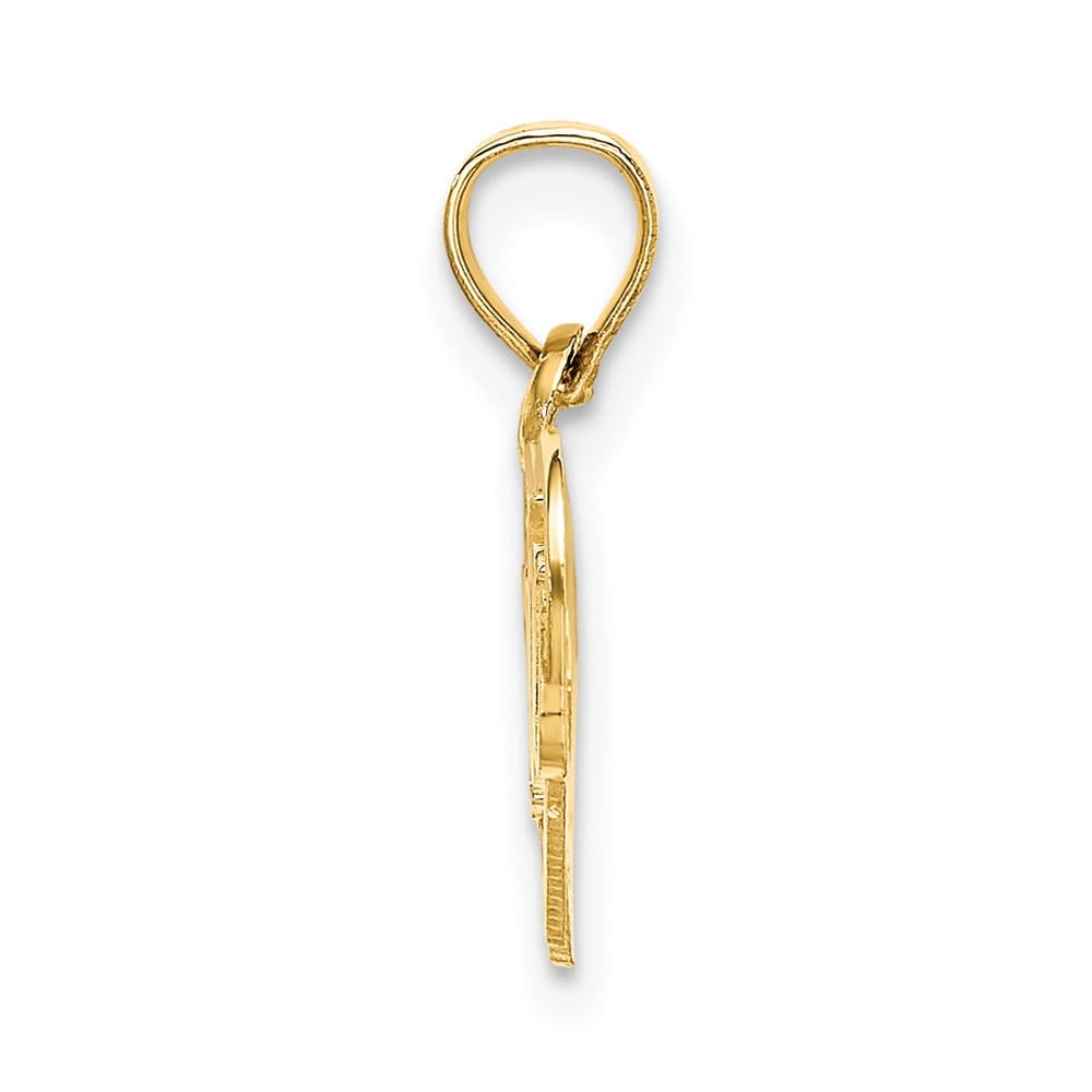 10K Yellow Gold Polished and Textured Petite I Love You Double Pendant