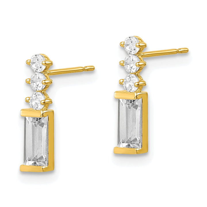 10k Yellow Gold Polished Baguette CZ Post Earrings