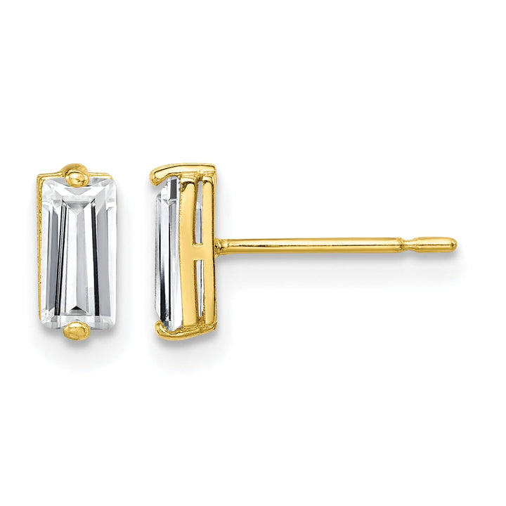 10k Yellow Gold Polished Baguette CZ Stud Earrings