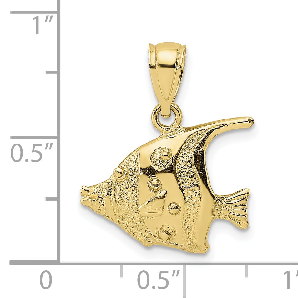 10K Yellow Gold Polished Banner Fish Charm