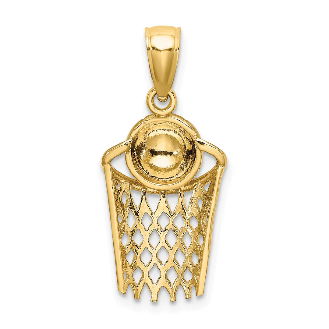 10K Yellow Gold Polished Basketball and Net Charm