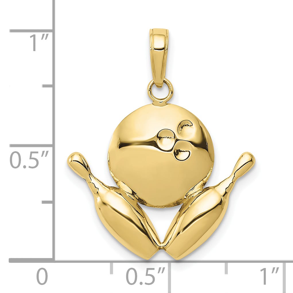 10K Yellow Gold Polished Bowling Theme Charm