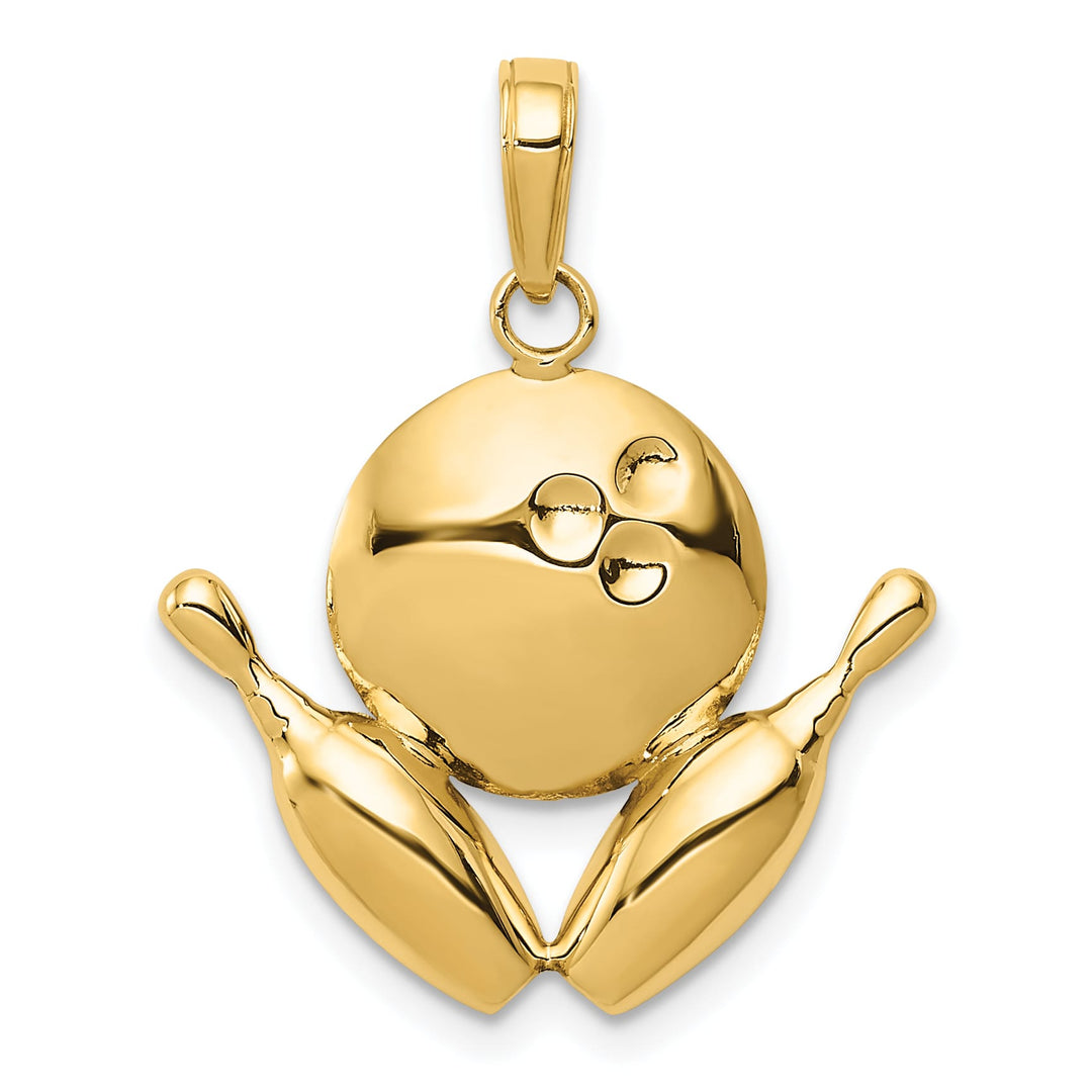 10K Yellow Gold Polished Bowling Theme Charm