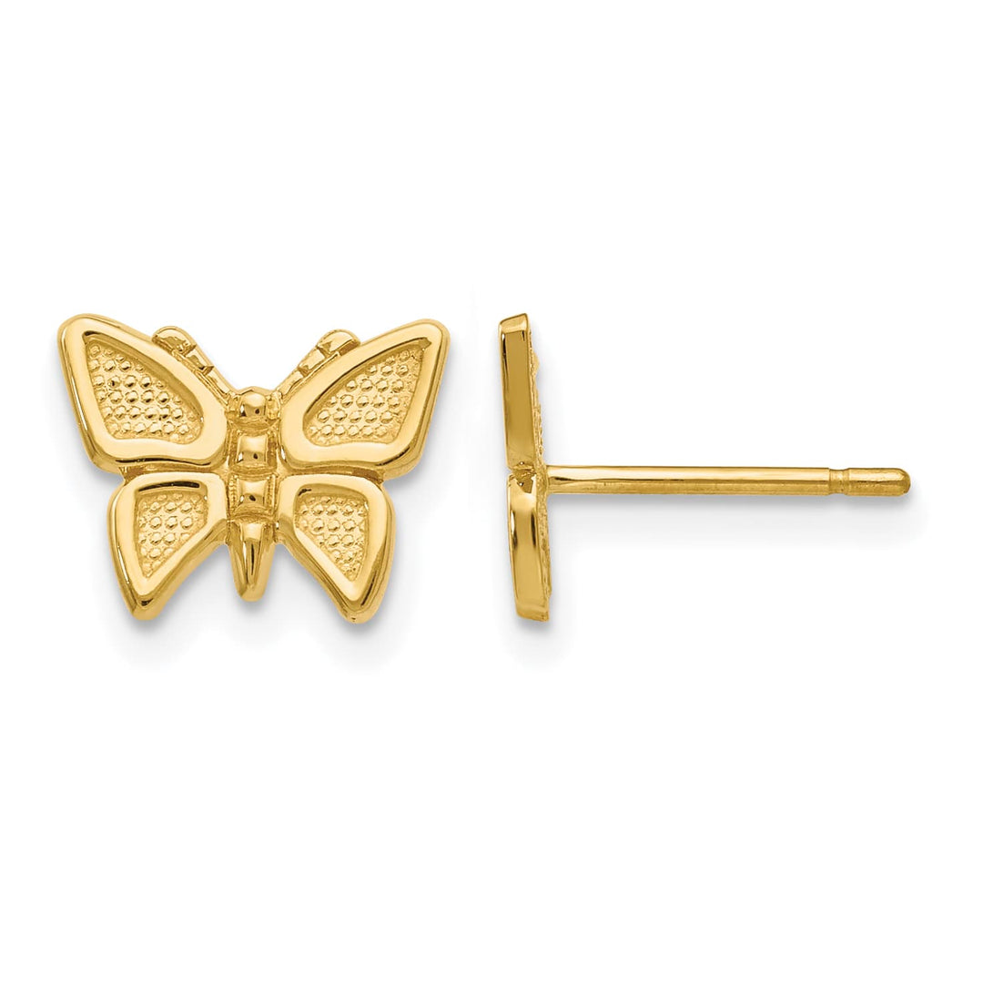10k Yellow Gold Polished Butterfly Post Earrings