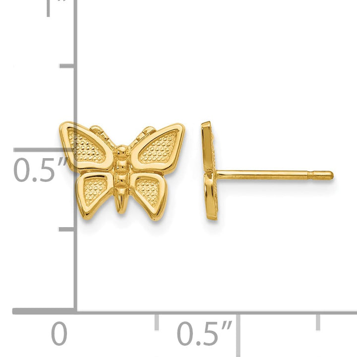 10k Yellow Gold Polished Butterfly Post Earrings