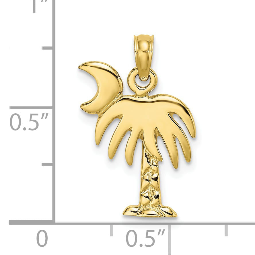 10K Yellow Gold Polished Charleston Palm Tree Charm, 21mm