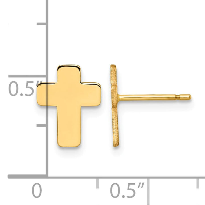 10k Yellow Gold Polished Cross Post Earrings, 10.5mm