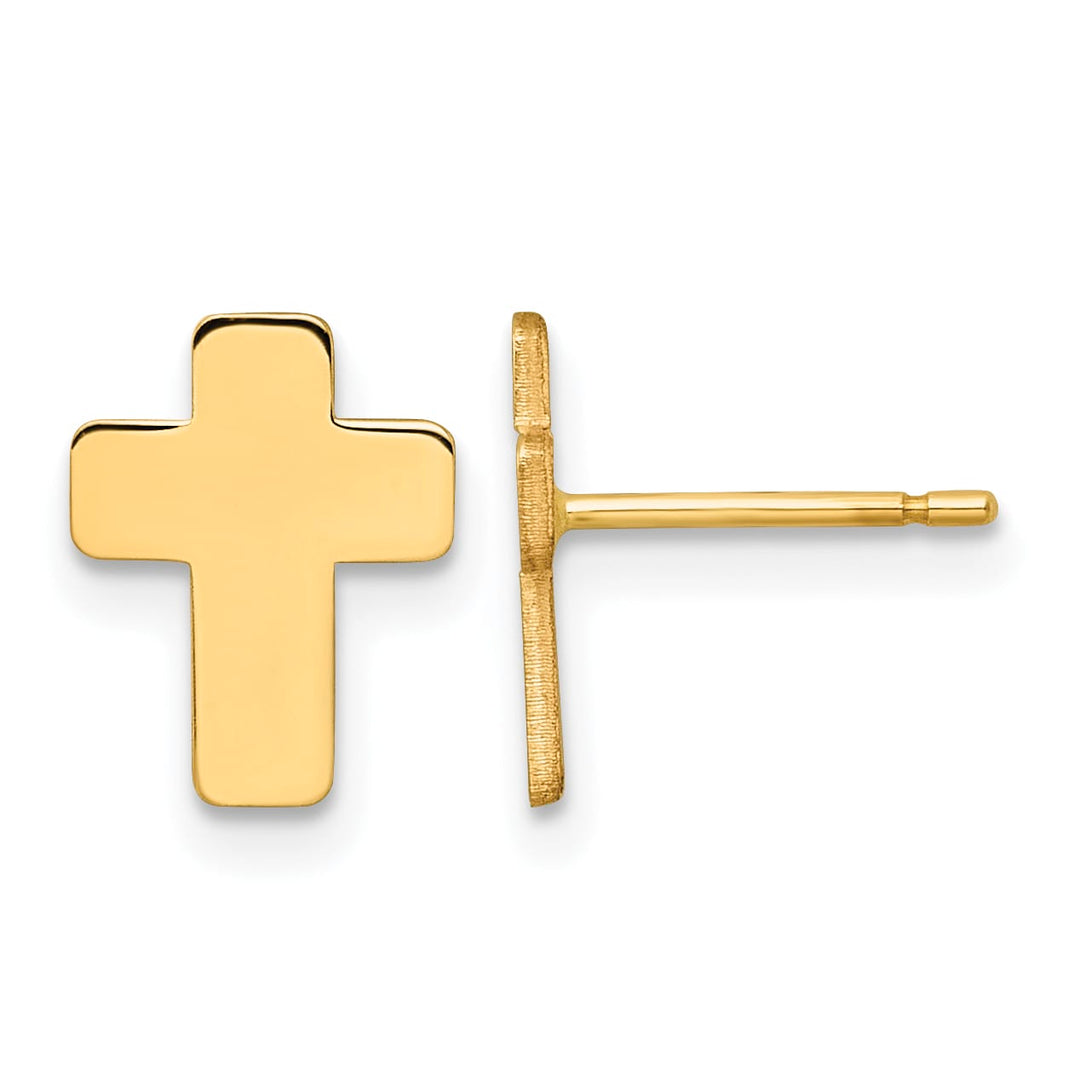 10k Yellow Gold Polished Cross Post Earrings, 10.5mm