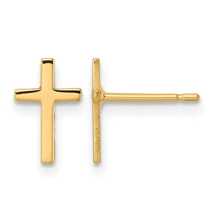10k Yellow Gold Polished Cross Post Earrings, 10mm (10REL172)