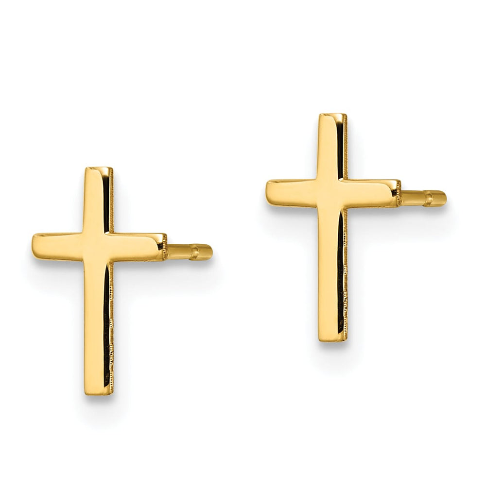 10k Yellow Gold Polished Cross Post Earrings, 10mm (10REL172)