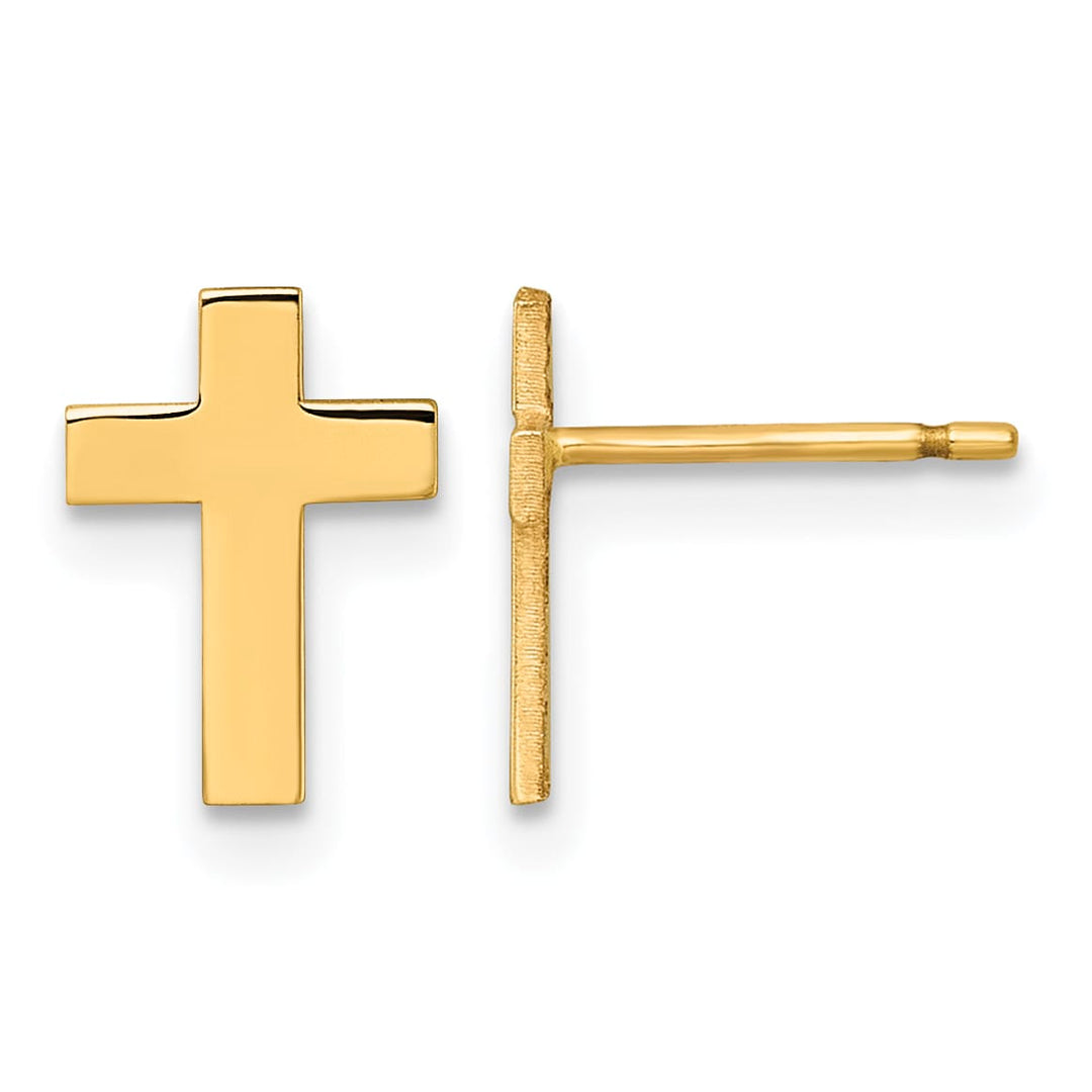 10k Yellow Gold Polished Cross Post Earrings, 10mm (10XR2159)