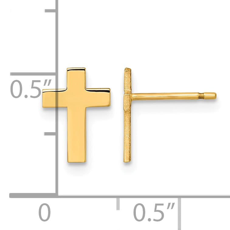 10k Yellow Gold Polished Cross Post Earrings, 10mm (10XR2159)