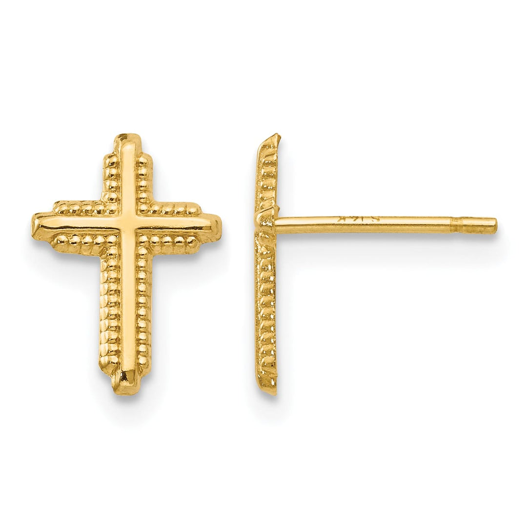 10k Yellow Gold Polished Cross Post Earrings, 10mm (10YE1675)