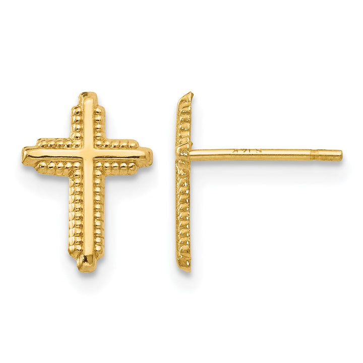 10k Yellow Gold Polished Cross Post Earrings, 10mm (10YE1675)