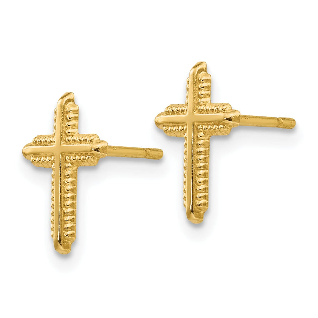 10k Yellow Gold Polished Cross Post Earrings, 10mm (10YE1675)