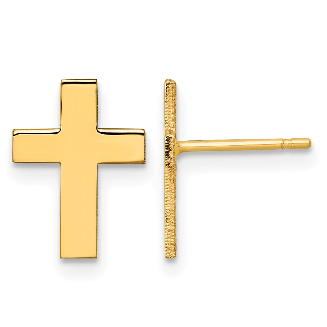 10k Yellow Gold Polished Cross Post Earrings, 12mm