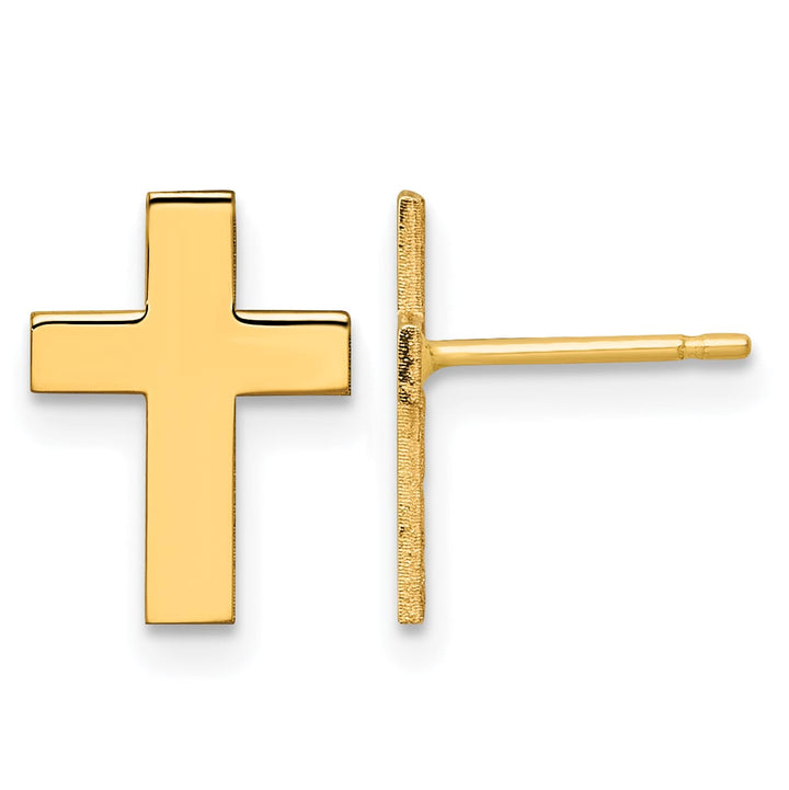 10k Yellow Gold Polished Cross Post Earrings, 12mm