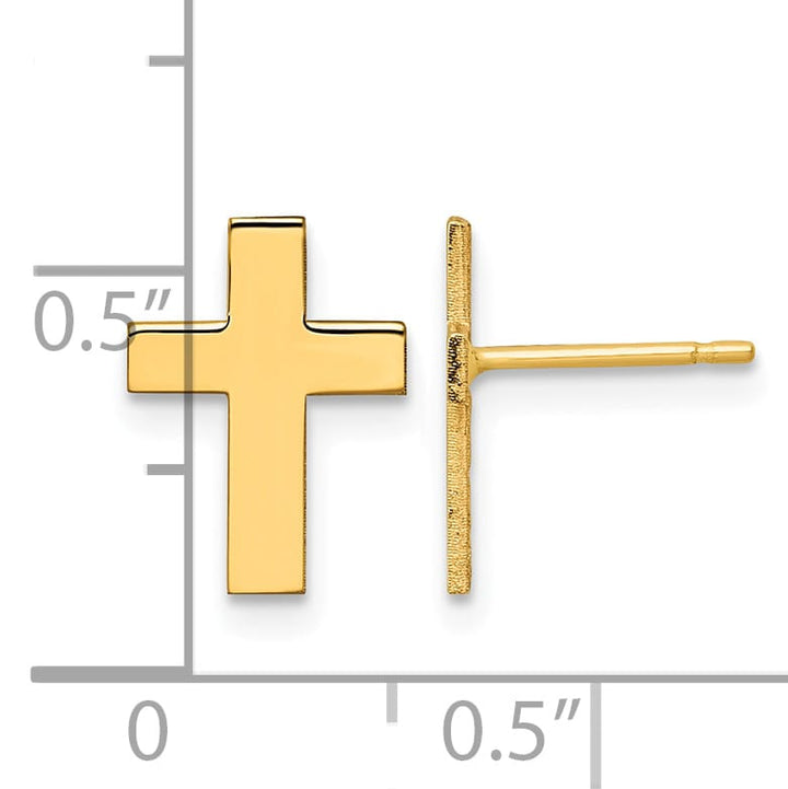 10k Yellow Gold Polished Cross Post Earrings, 12mm
