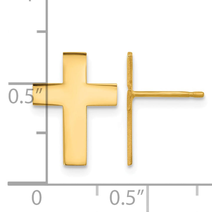 10k Yellow Gold Polished Cross Post Earrings, 14.5mm