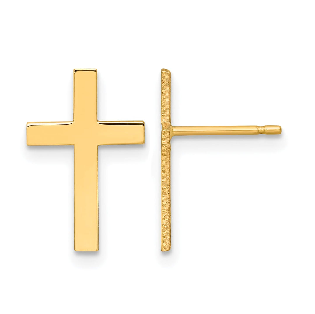 10k Yellow Gold Polished Cross Post Earrings, 15mm