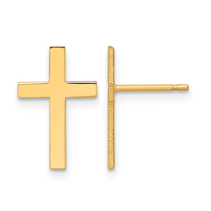 10k Yellow Gold Polished Cross Post Earrings, 15mm