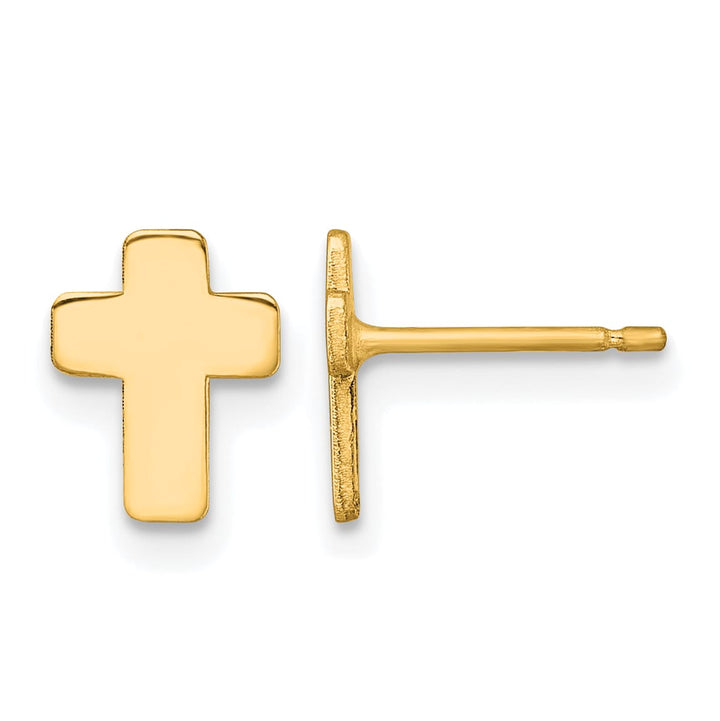 10k Yellow Gold Polished Cross Post Earrings, 8.5mm (10TE977)