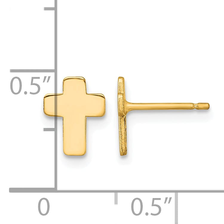 10k Yellow Gold Polished Cross Post Earrings, 8.5mm (10TE977)