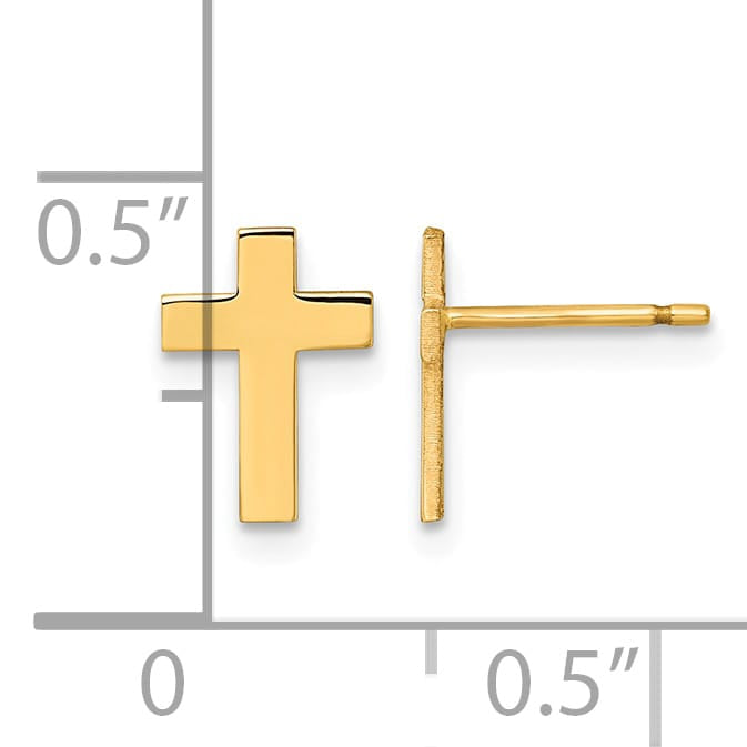 10k Yellow Gold Polished Cross Post Earrings, 8.5mm (10XR2158)