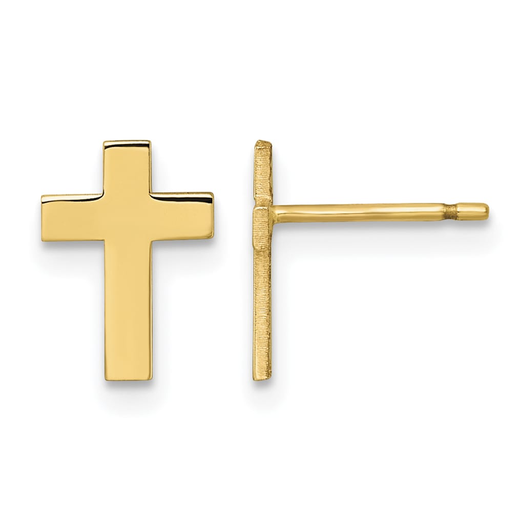 10k Yellow Gold Polished Cross Post Earrings, 8.5mm (10XR2158)