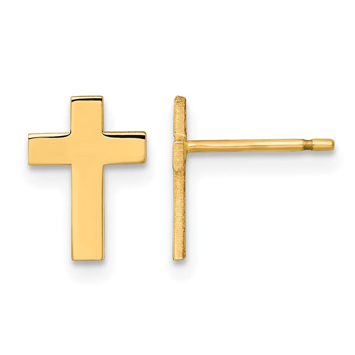 10k Yellow Gold Polished Cross Post Earrings, 8.5mm (10XR2158)