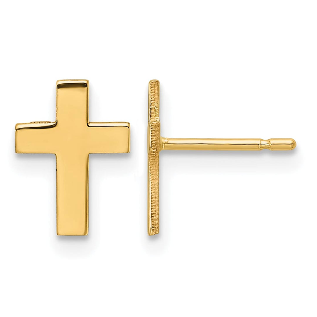 10k Yellow Gold Polished Cross Post Earrings, 9mm