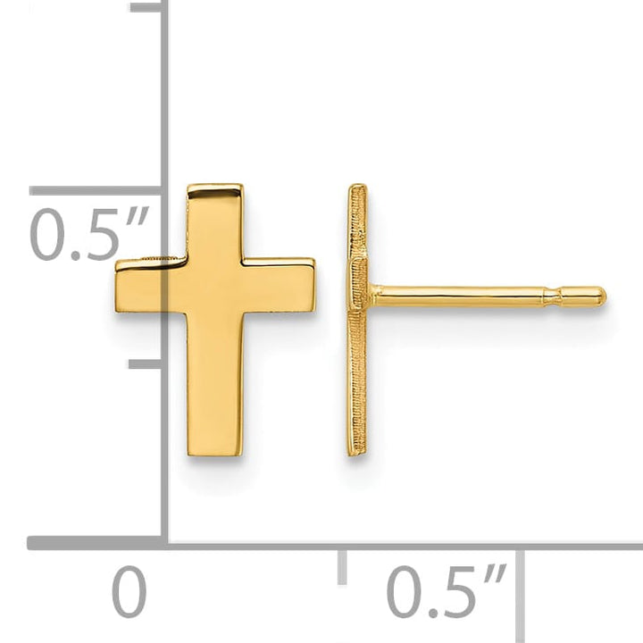 10k Yellow Gold Polished Cross Post Earrings, 9mm